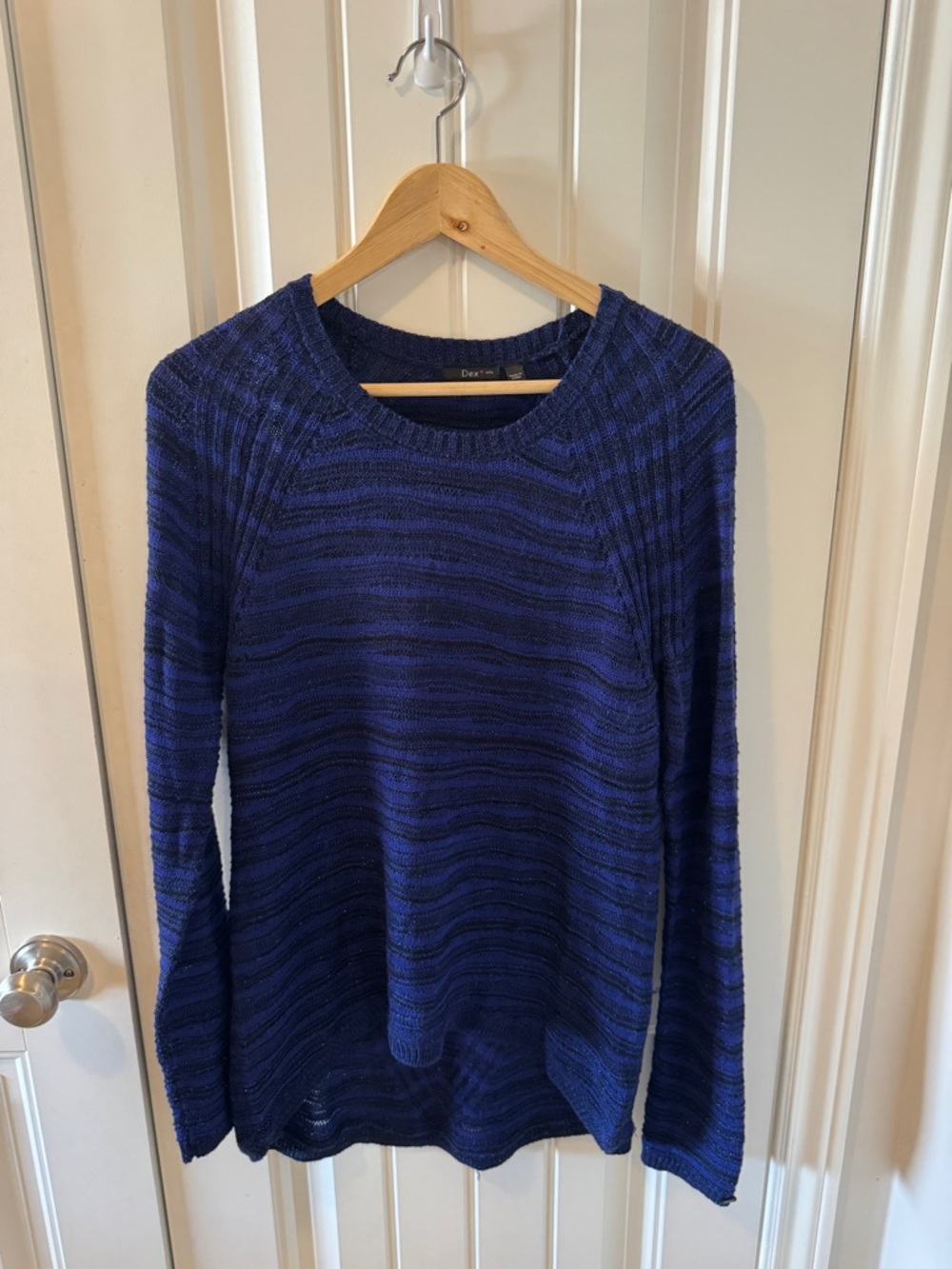 Dex Royal Blue Striped Crewneck Sweater